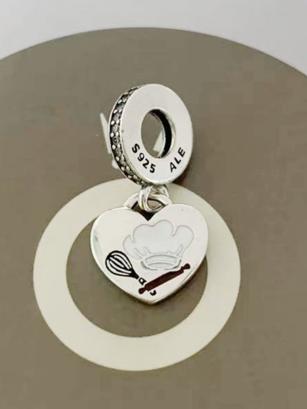 Pandora Engravable Baking Tools Heart Dangle Charm